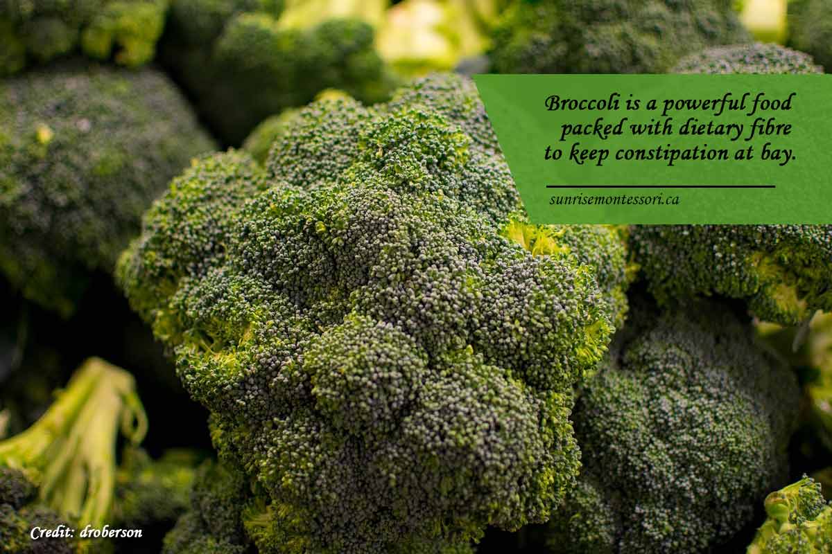 Broccoli is a powerful food packed with dietary fibre to keep constipation at bay.